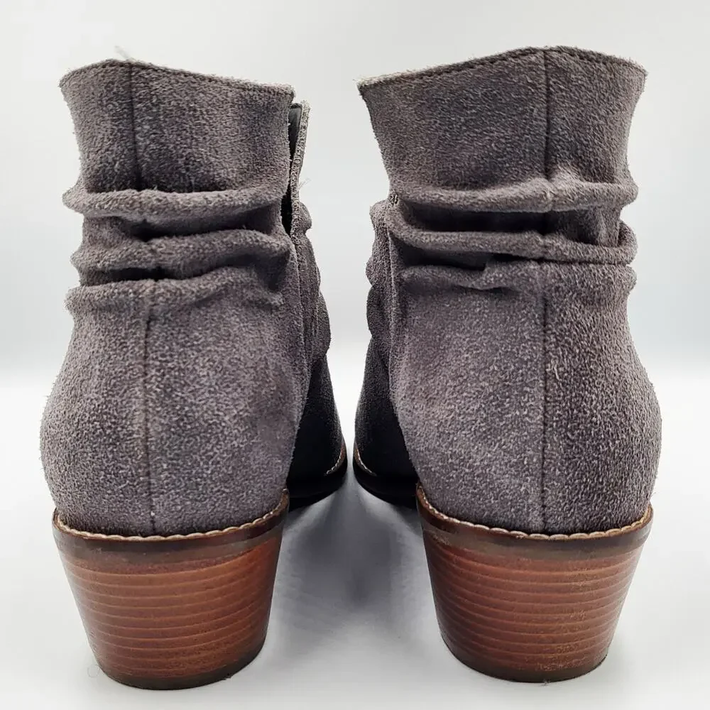 Cole Haan Alayna Gray Suede Slouch Ankle Booties Stacked Block Heel Women’s Sz 7 - Picture 7 of 11